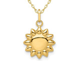 14K Yellow Gold Puffed Sun Charm Pendant Necklace  with Chain